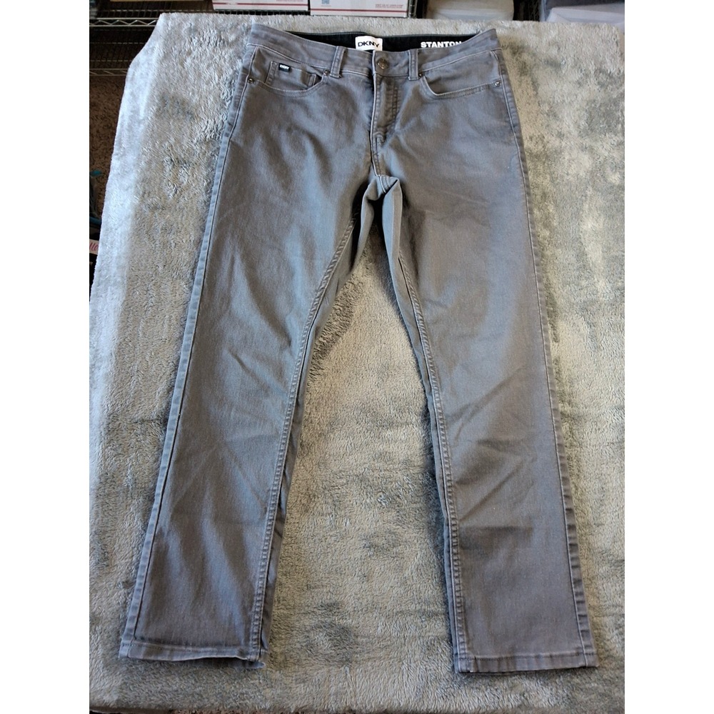 DKNY Stanton Slim Fit Mens Gray Stretch Pants 30x30 Casual Five‎ Pocket Trousers